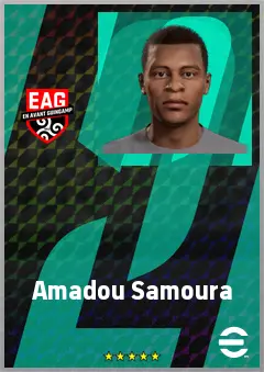 Amadou Samoura eFootball 2026 player card, 65 OVR LWF