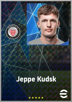 Jeppe Kudsk eFootball 2026 player card, 65 OVR CB
