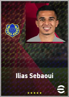Ilias Sebaoui eFootball 2026 player card, 70 OVR LWF