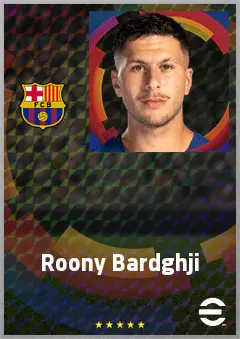 Roony Bardghji eFootball 2026 player card, 72 OVR RWF