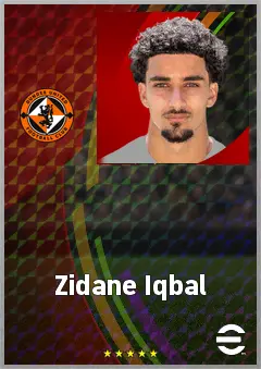 Zidane Iqbal eFootball 2026 player card, 68 OVR CMF