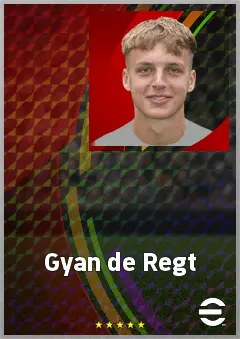 Gyan de Regt eFootball 2026 player card, 68 OVR LWF
