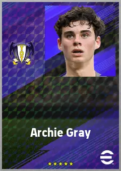 Archie Gray eFootball 2026 player card, 75 OVR DMF