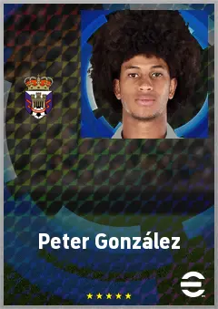Peter González eFootball 2026 player card, 72 OVR RWF