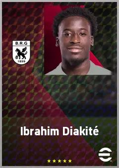 Ibrahim Diakité eFootball 2026 player card, 68 OVR RB