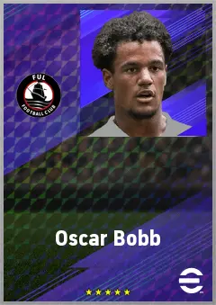 Oscar Bobb eFootball 2026 player card, 75 OVR RWF