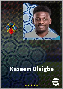 Kazeem Olaigbe eFootball 2026 player card, 69 OVR LWF