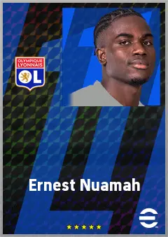 Ernest Nuamah eFootball 2026 player card, 73 OVR RWF