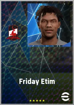 Friday Etim eFootball 2026 player card, 68 OVR CF