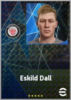 Eskild Dall eFootball 2026 player card, 64 OVR CF