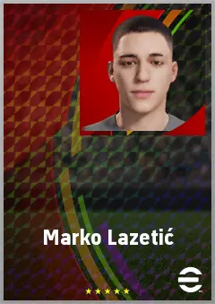 Marko Lazetić eFootball 2026 player card, 70 OVR CF