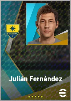 Julián Fernández eFootball 2026 player card, 73 OVR RWF