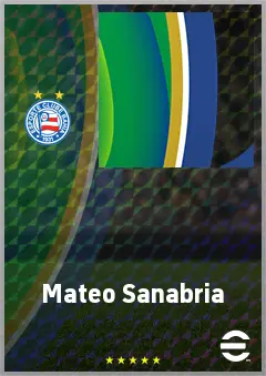 Mateo Sanabria eFootball 2026 player card, 74 OVR LWF