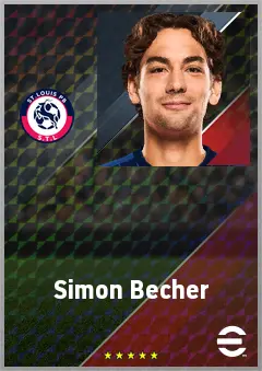 Simon Becher eFootball 2026 player card, 72 OVR CF