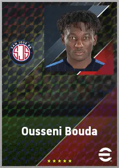 Ousseni Bouda eFootball 2026 player card, 72 OVR RWF