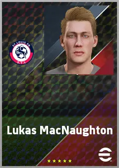 Lukas MacNaughton eFootball 2026 player card, 70 OVR CB