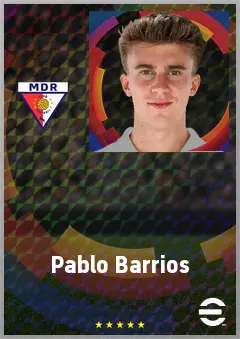 Pablo Barrios eFootball 2026 player card, 77 OVR CMF