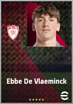 Ebbe De Vlaeminck eFootball 2026 player card, 66 OVR GK