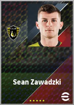 Sean Zawadzki eFootball 2026 player card, 72 OVR CB