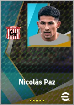 Nicolás Paz eFootball 2026 player card, 72 OVR CB