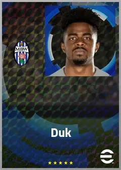 Duk eFootball 2026 player card, 73 OVR LWF