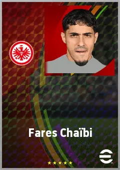 Fares Chaïbi eFootball 2026 player card, 74 OVR AMF