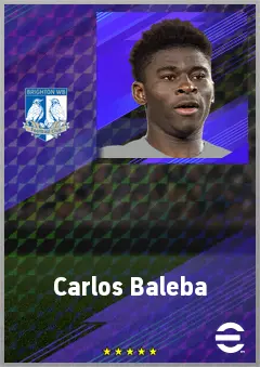 Carlos Baleba eFootball 2026 player card, 77 OVR DMF