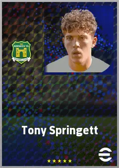 Tony Springett eFootball 2026 player card, 65 OVR LWF