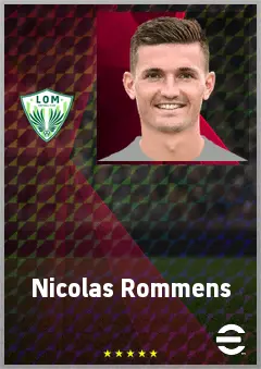 Nicolas Rommens eFootball 2026 player card, 70 OVR DMF