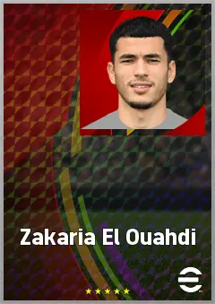 Zakaria El Ouahdi eFootball 2026 player card, 73 OVR RB