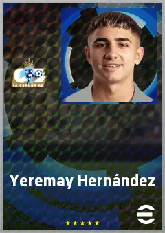 Yeremay Hernández eFootball 2026 player card, 74 OVR LWF