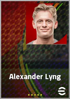 Alexander Lyng eFootball 2026 player card, 67 OVR LWF