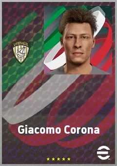 Giacomo Corona eFootball 2026 player card, 63 OVR CF
