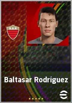Baltasar Rodríguez eFootball 2026 player card, 72 OVR RMF