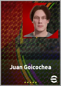 Juan Goicochea eFootball 2026 player card, 65 OVR CF