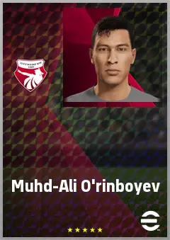 Muhd-Ali O'rinboyev eFootball 2026 player card, 64 OVR RWF
