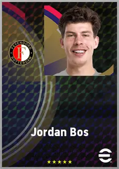 Jordan Bos eFootball 2026 player card, 72 OVR LB