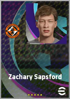 Zachary Sapsford eFootball 2026 player card, 69 OVR CF