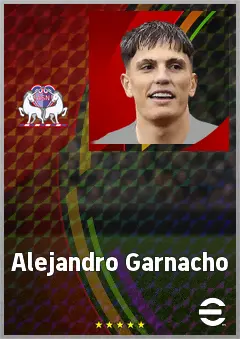 Alejandro Garnacho eFootball 2026 player card, 77 OVR LWF
