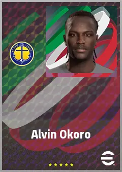 Alvin Okoro eFootball 2026 player card, 65 OVR CF