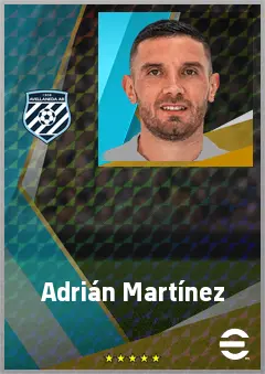 Adrián Martínez eFootball 2026 player card, 74 OVR CF