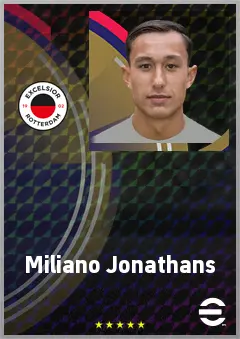 Miliano Jonathans eFootball 2026 player card, 64 OVR RMF