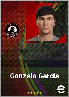 Gonzalo García eFootball 2026 player card, 72 OVR CF