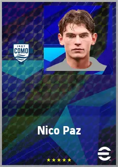 Nico Paz eFootball 2026 player card, 78 OVR AMF