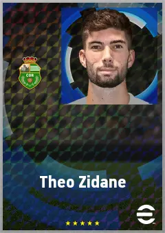 Theo Zidane eFootball 2026 player card, 68 OVR CMF