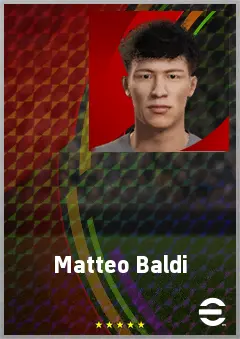 Matteo Baldi eFootball 2026 player card, 65 OVR RB