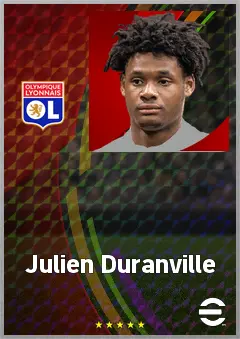 Julien Duranville eFootball 2026 player card, 72 OVR LWF
