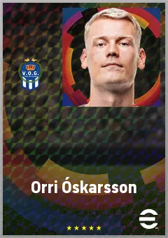 Orri Óskarsson eFootball 2026 player card, 73 OVR CF