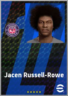 Jacen Russell-Rowe eFootball 2026 player card, 71 OVR CF