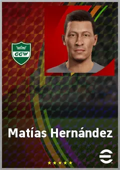 Matías Hernández eFootball 2026 player card, 68 OVR CF